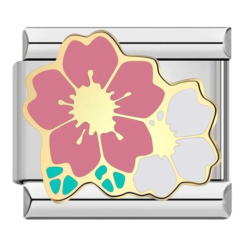 rose and white flower charm