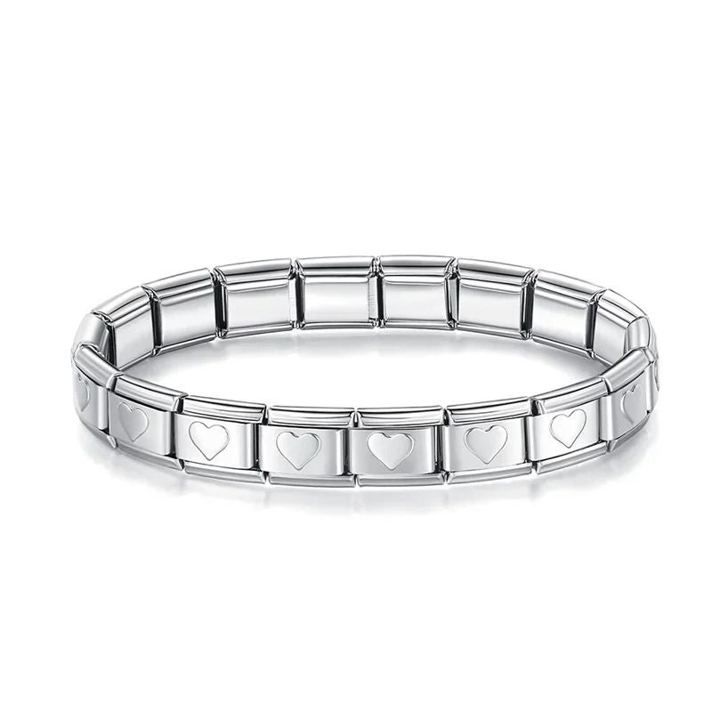 silver heart shaped bracelet