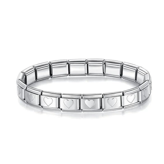 silver heart shaped bracelet